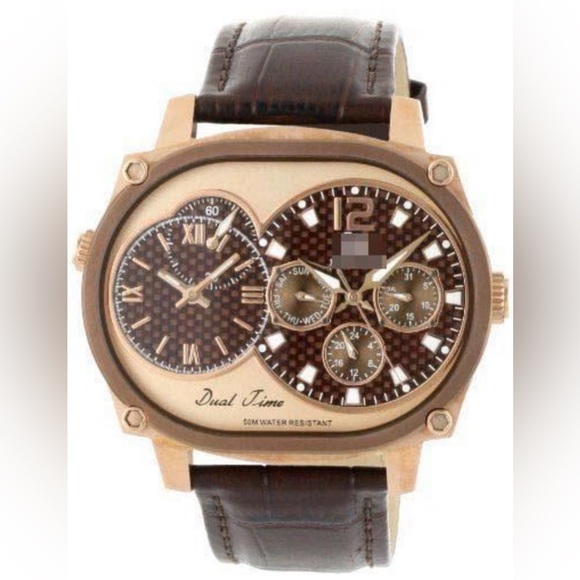 Joshua & Sons Other - Joshua & Sons Mens Watch NAVIGATOR DUAL TIME ZONE Brown LEATHER JS-29-08 vintage